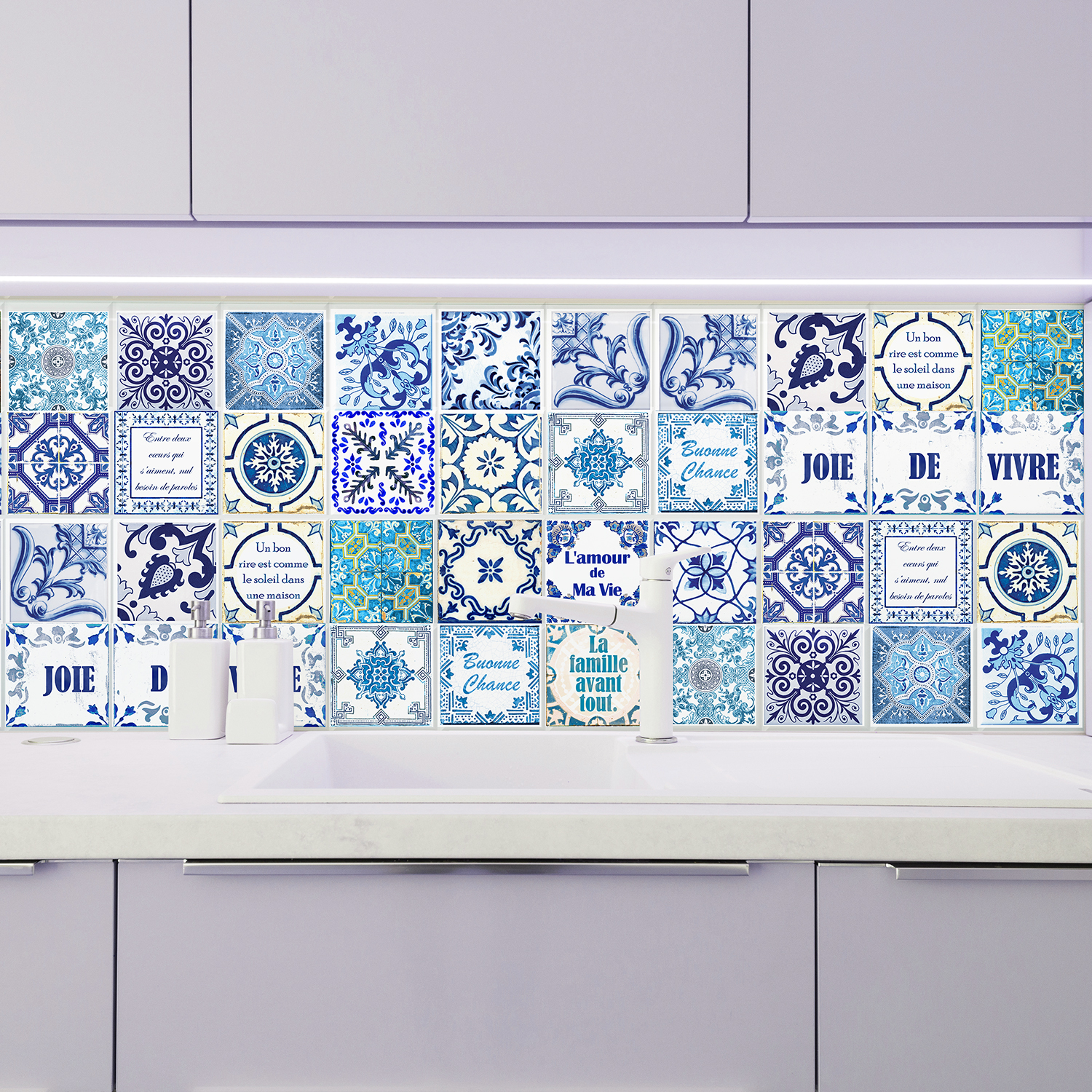 Blue Classic Mosaic Tiles French Walplus