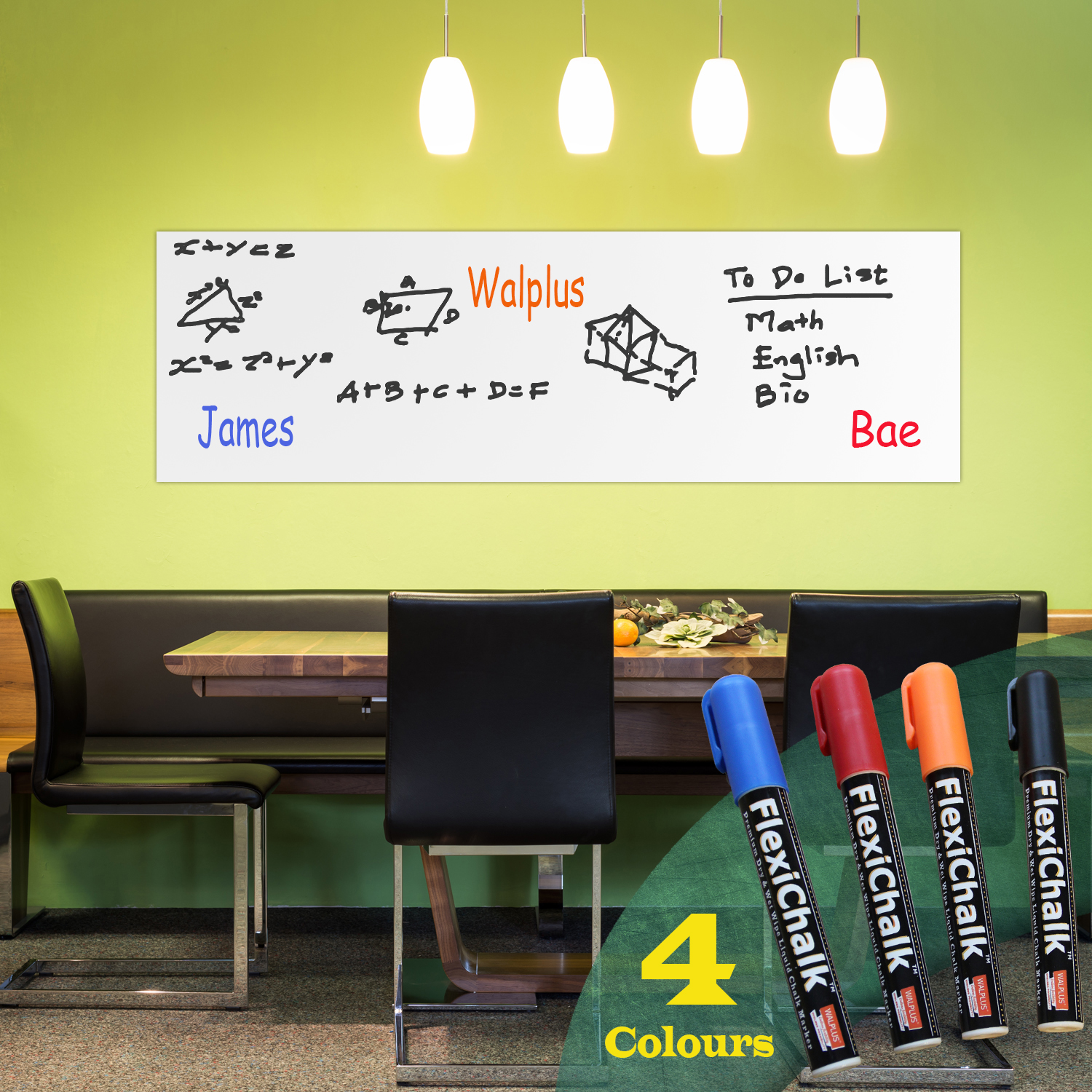Whiteboard With Chalk Marker 4 Colourss Walplus