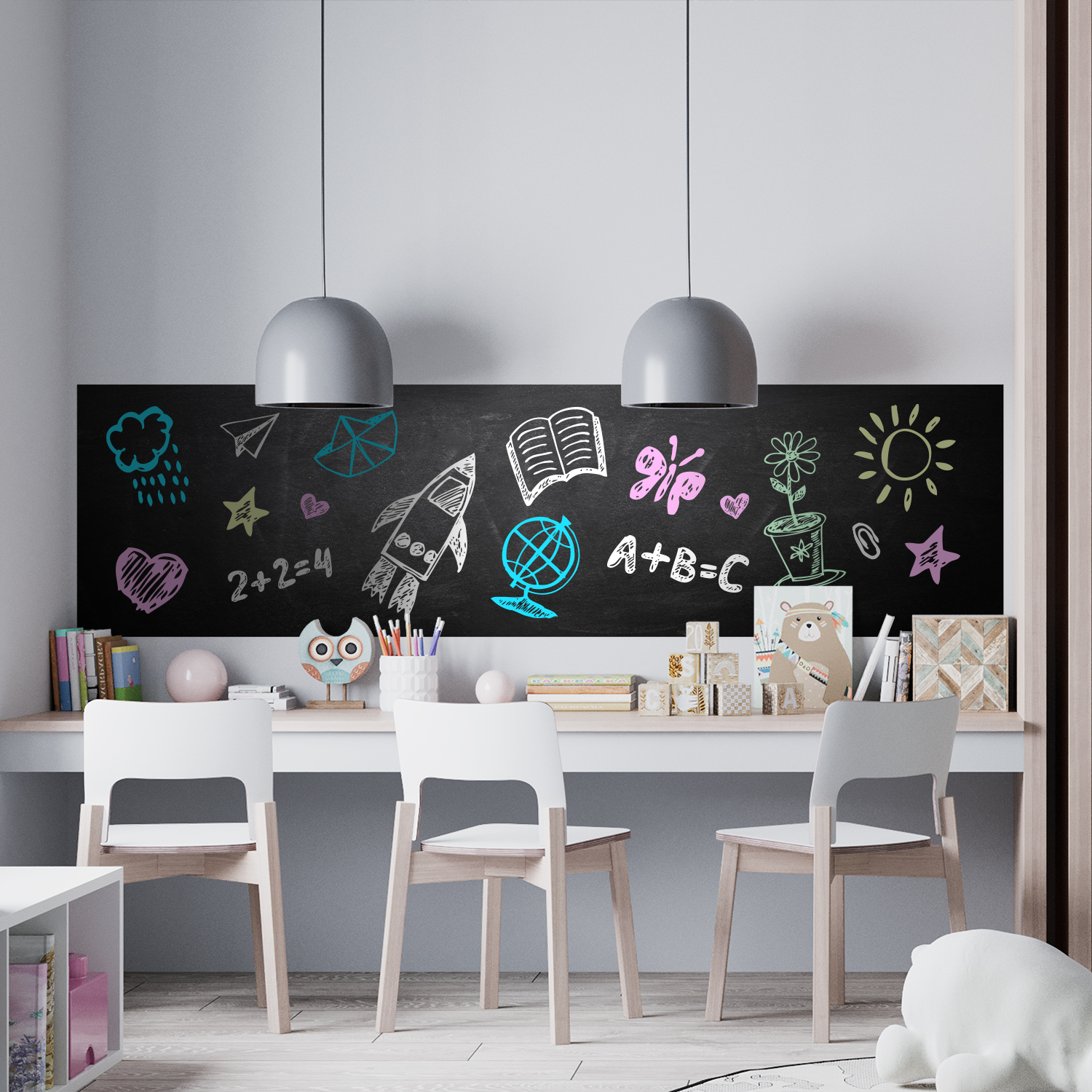 Blackboard With Chalk Marker 4 Neon Colours Walplus