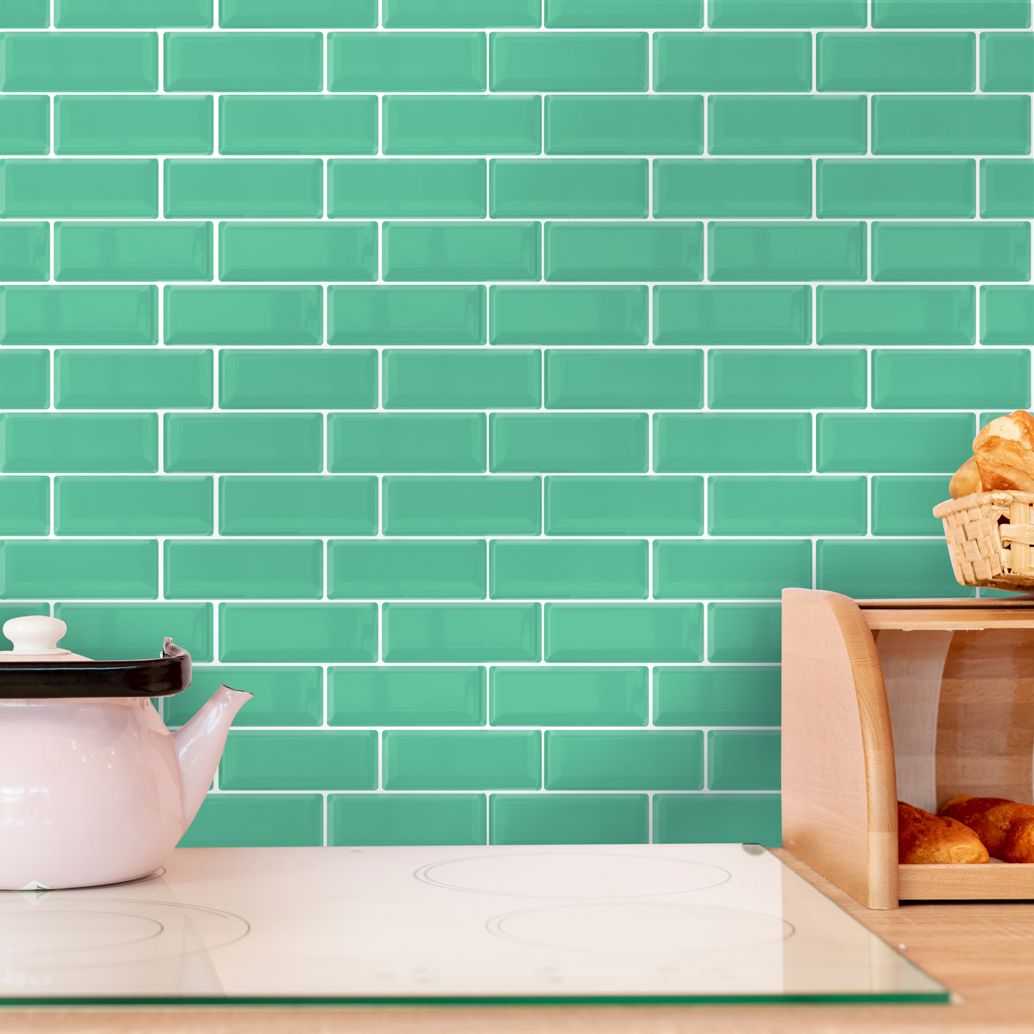 Mint Green Glossy 3D Tiles Walplus